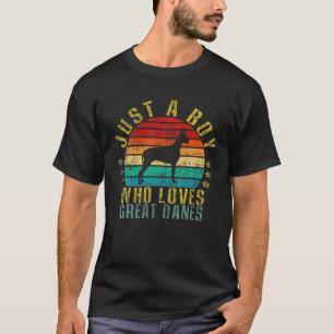 Just A Boy Who Loves Great Danes Funny Retro T-Shirt