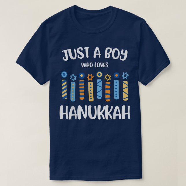 Just a Boy Who Loves Hanukkah Jewish Chanukah  T-Shirt (Design Front)