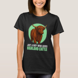 Just a Boy who Loves Highland Cattle Highland Cow T-Shirt