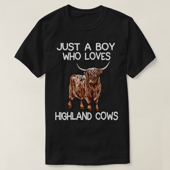 Just A Boy Who Loves Highland Cows T-Shirt (Design Front)