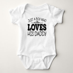 Just A Boy Who Loves His Daddy Cool Birthday Party Baby Bodysuit