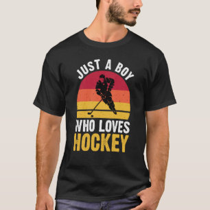 Just A Boy Who Loves Hockey Ice Hockey Frisbee T-Shirt