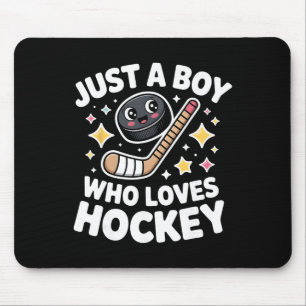 Just A Boy Who Loves Hockey Kids Cute Ice Hockey Mouse Mat
