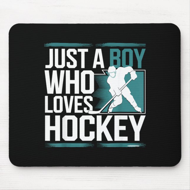 Just A Boy Who Loves Hockey  Mouse Mat (Front)