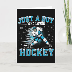Just A Boy Who Loves Hockey Player Ice Hockey Kids Card