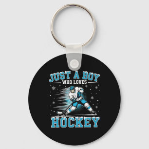 Just A Boy Who Loves Hockey Player Ice Hockey Kids Key Ring