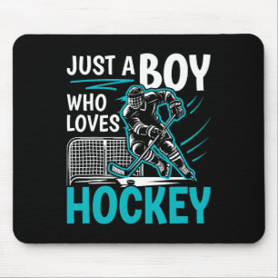 Just A Boy Who Loves Hockey Player Youth Boys Kids Mouse Mat