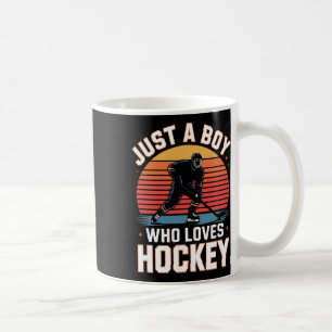 Just A Boy Who Loves Hockey Retro Ice Hockey Playe Coffee Mug