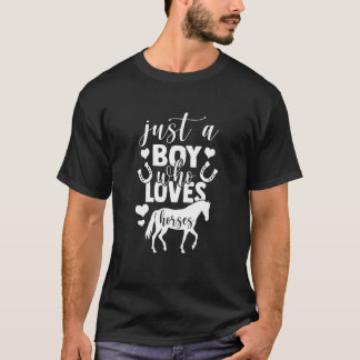 Just A Boy Who Loves Horses Equestrian Show Jumpin T-Shirt