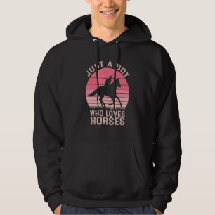Just A Boy Who Loves Horses men Horseback Riding Hoodie
