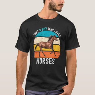 Just A Boy Who Loves Horses Retro Vintage Horse T-Shirt