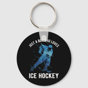 Just A Boy Who Loves Ice Hockey Key Ring