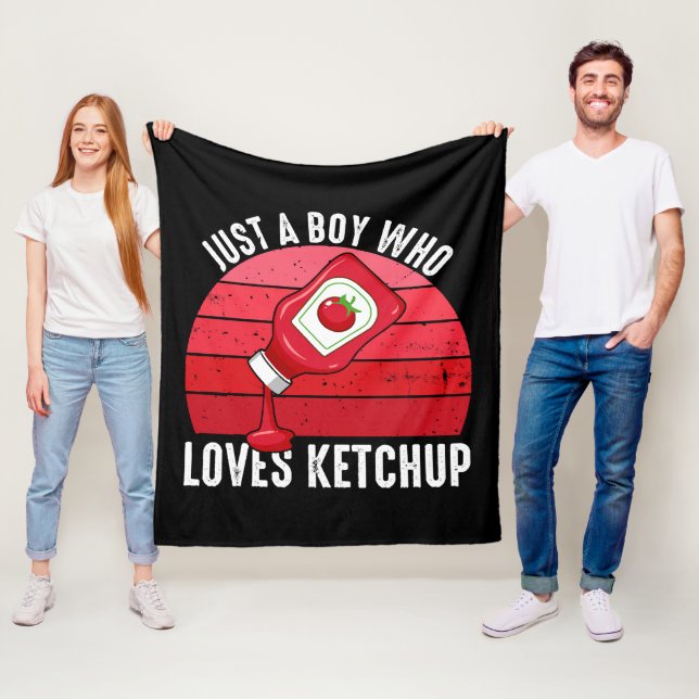 Just A Boy Who Loves Ketchup Fleece Blanket (In Situ)