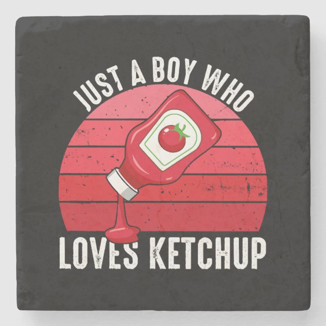 Just A Boy Who Loves Ketchup Stone Coaster (Front)