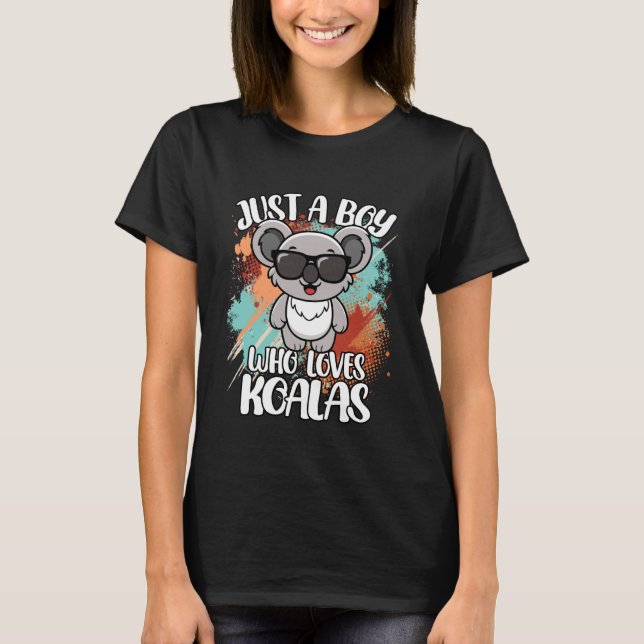 Just A Boy Who Loves Koalas Funny Retro Animal Boy T-Shirt (Front)