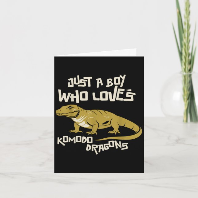 Just A Boy Who Loves Komodo Dragons Reptile Animal Card (Front)