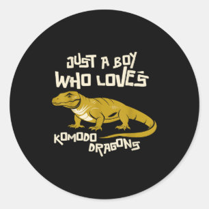 Just A Boy Who Loves Komodo Dragons Reptile Animal Classic Round Sticker