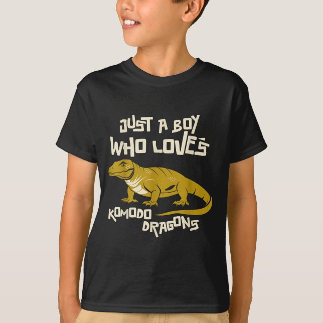 Just A Boy Who Loves Komodo Dragons Reptile Animal T-Shirt (Front)