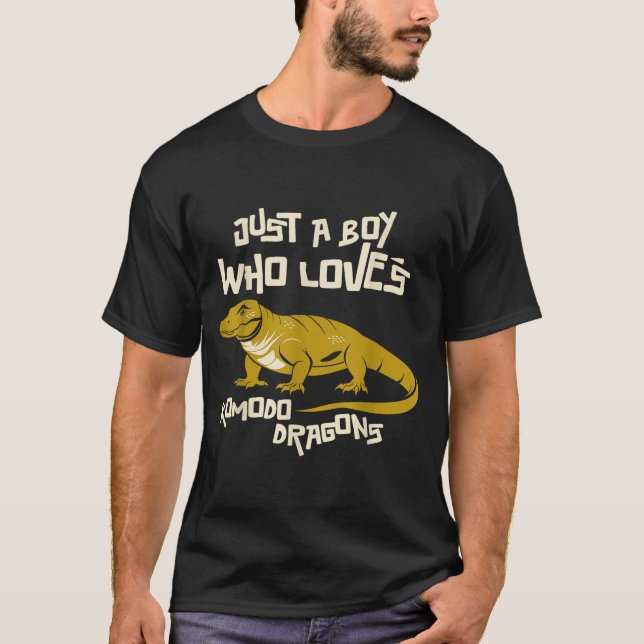 Just A Boy Who Loves Komodo Dragons Reptile Animal T-Shirt (Front)