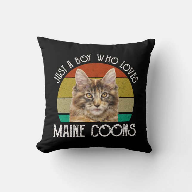 Just A Boy Who Loves Maine Coons Cushion (Front)
