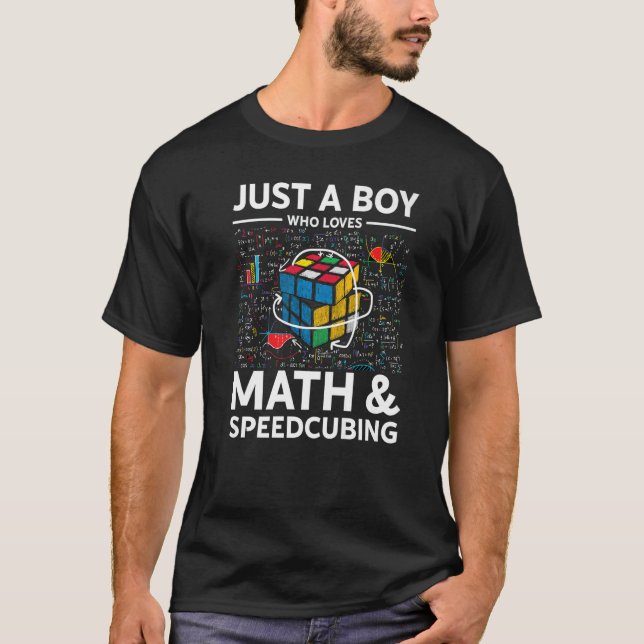 Just A Boy Who Loves Math And Speedcubing  Puzzle T-Shirt (Front)