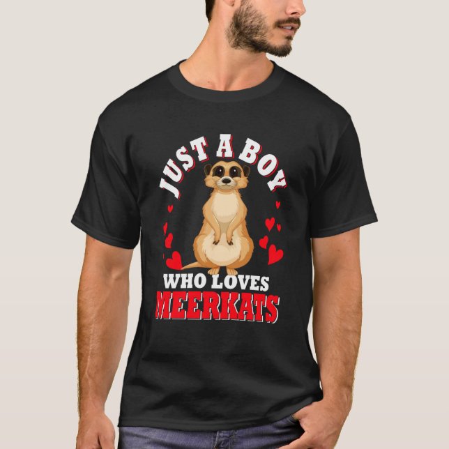Just A Boy Who Loves Meerkats Valentine's Hearts C T-Shirt (Front)