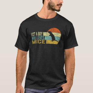 Just A Boy Who Loves Mice Mouse Retro T-Shirt