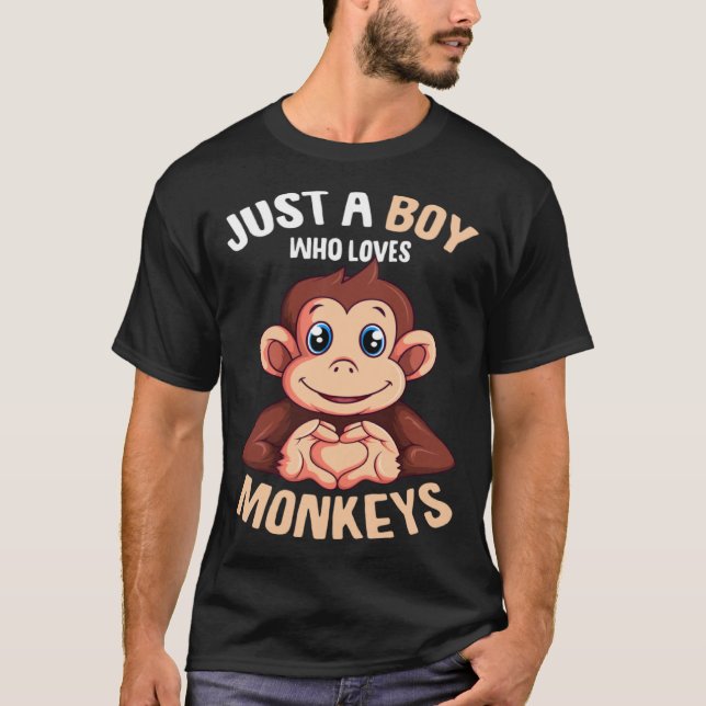 Just A Boy Who Loves Monkeys Boys Kids Monkey T-Shirt (Front)