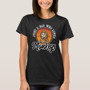 Just A Boy Who Loves Monkeys Mens Animal Retro 1 T-Shirt