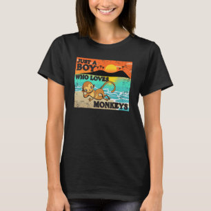 Just A Boy Who Loves Monkeys Mens Animal Retro T-Shirt
