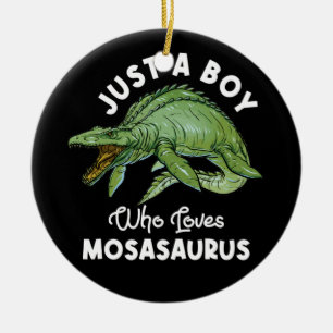 Just A Boy Who Loves Mosasaurus Dinosaur Ceramic Tree Decoration