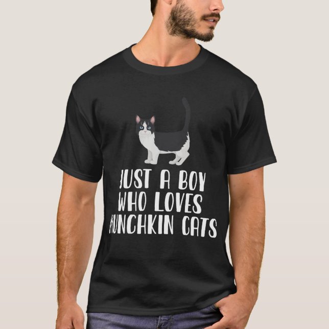 Just A Boy Who Loves Munchkin Cats T-Shirt (Front)