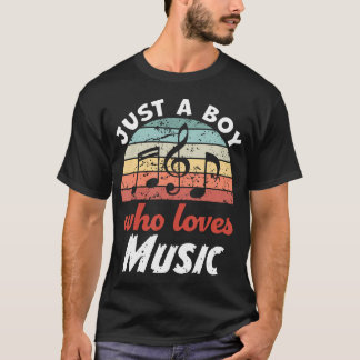 Just A Boy Who Loves Music Kids Music Boys T-Shirt