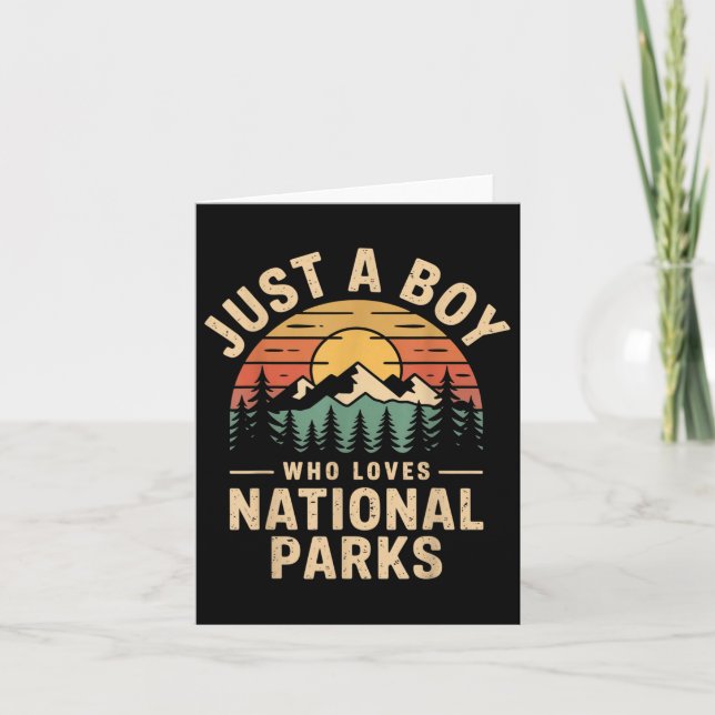 Just A Boy Who Loves National Parks Retro Nature V Card (Front)