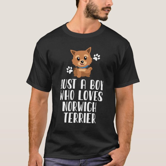 Just A Boy Who Loves Norwich Terrier T-Shirt (Front)