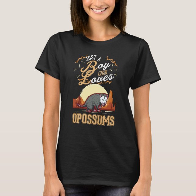 Just a boy who loves Opossums Possum Trash Cat T-Shirt (Front)