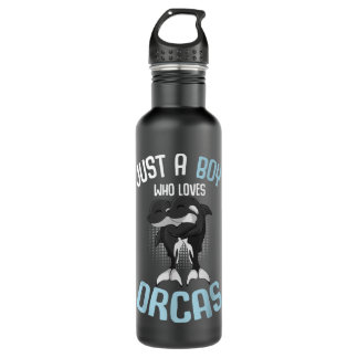 Just A Boy Who Loves Orcas Killer Whale Kids Boys  710 Ml Water Bottle