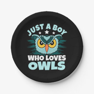 Just A Boy Who Loves Owls Paper Plate