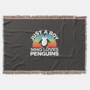 Just A Boy Who Loves Penguins Throw Blanket