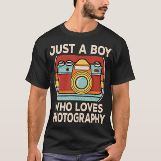 Just A Boy Who Loves Photography Retro Camera Love T-Shirt