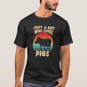 Just a Boy who loves Pigs Harvest Farming Barn Cat T-Shirt
