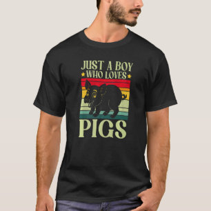 Just a Boy who loves Pigs Harvest Farming Barn Cat T-Shirt