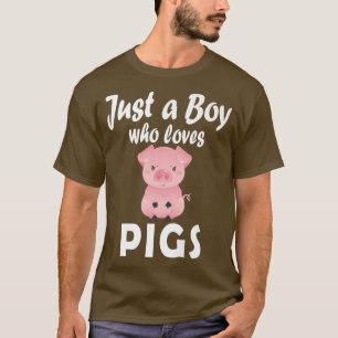 Just A Boy Who Loves Pigs Saying Kids Kawaii Funny T-Shirt
