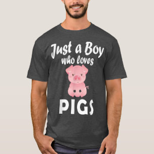 Just A Boy Who Loves Pigs Saying Kids Kawaii Funny T-Shirt
