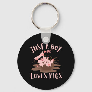 Just A Boy Who Loves Pigs Sungles In The Mud Kids Key Ring