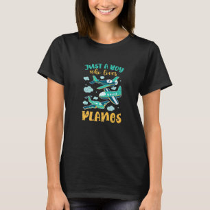Just A Boy Who Loves Planes Aviation Flight Naviga T-Shirt