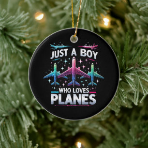 Just A Boy Who Loves Planes Ceramic Tree Decoration