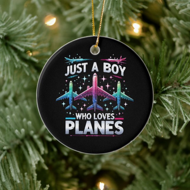 Just A Boy Who Loves Planes Ceramic Tree Decoration (Tree)