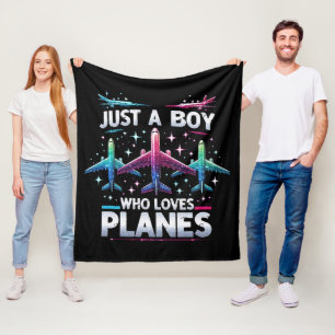 Just A Boy Who Loves Planes Fleece Blanket