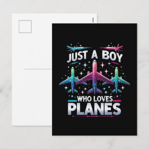 Just A Boy Who Loves Planes Holiday Postcard